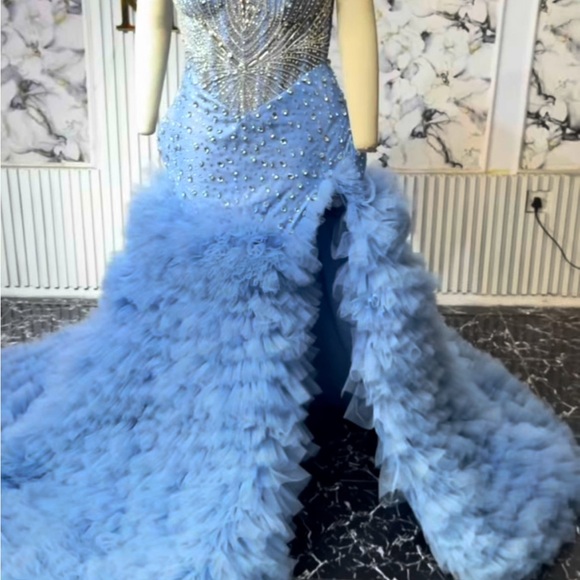 Elegant Blue with Silver dress prom/wedding dress